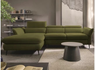 Rohová sedacia súprava Mango, machová zelená látka, ľavý roh