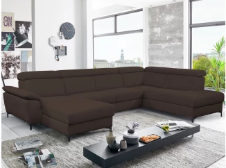 Sedacia súprava Braga 3A, čokoládová hnedá látka, tvar ľavé U