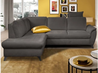 Rohová sedacia súprava Geneva, tmavo šedá látka, ľavý roh