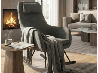 Hojdacie kreslo Galileo, stredne šedá tkanina