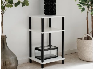 Úzky regál/odkladací stolík Theo, biely