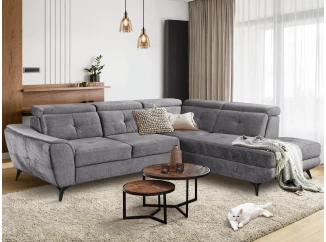 Rohová sedacia súprava Sergio, dymovo šedá látka, pravý roh