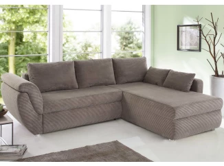 Rohová sedacia súprava Torgau, šedo-hnedá taupe štrukturovaná látka
