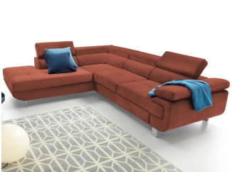 Rohová sedacia súprava Lotos, terakota látka, ľavý roh