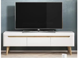 Široká TV skrinka Nordi, 160 cm, dub riviéra/biela lesk