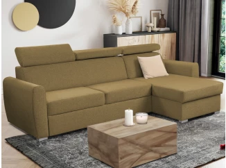 Rohová sedacia súprava Mistic, žlto-hnedá látka