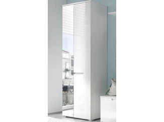 Skriňa so zrkadlom Spice, lesklá biela