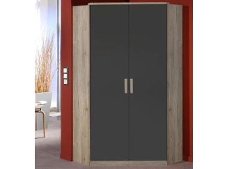 Rohová šatníková skriňa Cariba, dub san remo/grafit