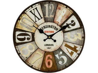 Nástenné hodiny Kensington Station 30 cm, vintage, MDF