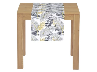 Behúň na stôl 40x150 cm, listy, biely
