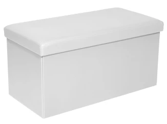 Obdĺžnikový taburet Rico, biela ekokoža