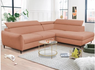 Rohová sedacia súprava Othello, lososová látka, pravý roh