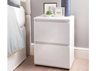 Nočný stolík s 2 šuplíkmi Lina, biela lesk