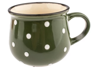 Hrnček chalupársky s bodkami, 230 ml, zelený