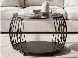 Okrúhly konferenčný stolík Shanghai, čierny/sivý