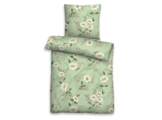 Biber obliečky Iris 140x200 cm, zelené kvetované