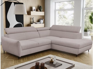 Rohová sedacia súprava Othello, svetlo ružová látka, pravý roh