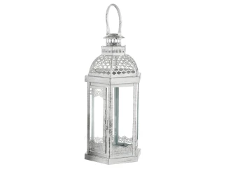 Kovový lampáš Aloha 44 cm, biela antik