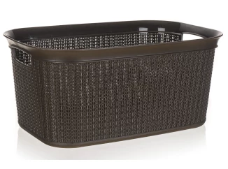 Úložný box/kôš na prádlo 38 l, hnedý, ratanový vzhľad