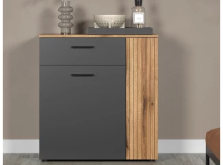 Skrinka so zásuvkou Esteban 80 cm, antracit/dub evoke