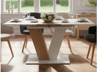 Rozkladací jedálenský stôl Siena 110x70 cm, biely/dub artisan