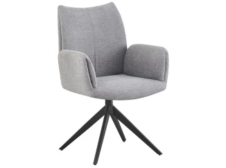 Otočná jedálenská stolička s podrúčkami Kassandra, holubia šedá tkanina