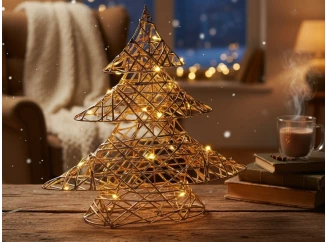 Vianočná dekorácia LED stromček 30 cm, zlatá