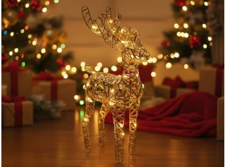 Vianočná dekorácia LED sob 34 cm, zlatá