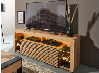 TV stolík Goal, dub artisan/čierny, s osvetlením