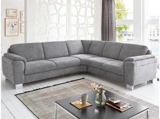 Rohová sedacia súprava Omaha, šedá látka, bez funkcií