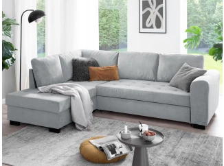 Rohová sedacia súprava John, svetlo šedá látka, ľavý roh