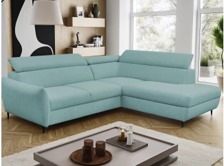 Rohová sedacia súprava Othello, mentolovo zelená látka, pravý roh
