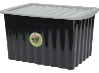 Úložný box s vekom 40x23 cm, čierny, recyklovaný plast