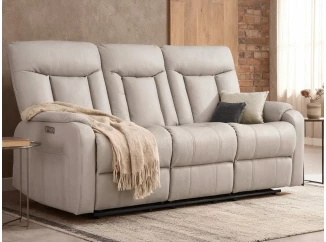 Trojmiestna pohovka s elektrickým polohovaním Fiona, svetlo šedá látka