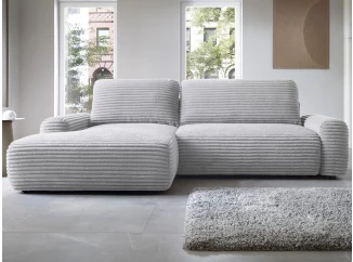 Rohová sedačka Cord, svetlo šedá štruktúrovaná látka, ľavý roh