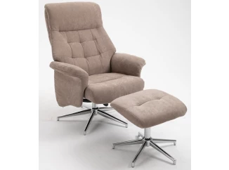 Relaxačné TV kreslo s podnožkou Leonardo, cappuccino látka