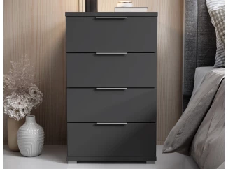 Nočný stolík/skrinka so 4 zásuvkami Smilla, výška 79 cm, grafitový