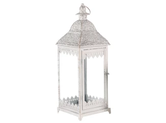 Kovový lampáš Cinti 55 cm, biela antik