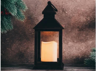 Vianočné dekorácie Lampáš s LED sviečkou, 23 cm