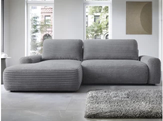 Rohová sedačka Cord, dymovosivá štruktúrovaná látka, ľavý roh