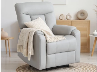 Kreslo s elektrickým polohovaním Fiona, svetlo šedá látka