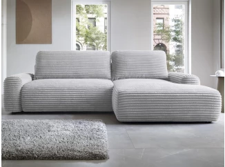 Rohová sedačka Cord, svetlo šedá štruktúrovaná látka, pravý roh