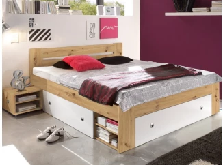 Posteľ s nočnými stolíkmi Stefan 140x200 cm, dub artisan/biela