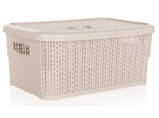 Úložný košík 6 l, krémový, ratanový vzhľad