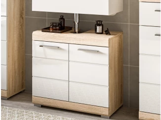 Kúpeľňová skrinka pod umývadlo Lambada, dub sonoma/biela lesk