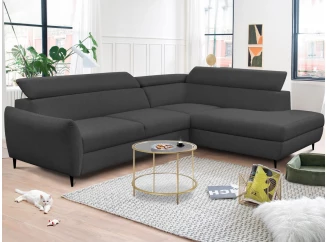 Rohová sedacia súprava Othello, tmavo šedá látka, pravý roh