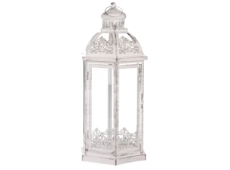 Kovový lampáš Ambia 49 cm, biela antik