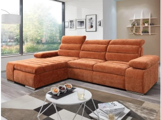 Rohová sedačka Kornelia, terakota štruktúrovaná tkanina, ľavý roh