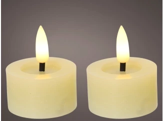 LED čajová sviečka (2 ks) Lumineo 4,4x5,2 cm, krémová vosková