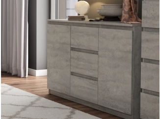 Komoda s 3 zásuvkami Carlos, šedý beton, 120 cm